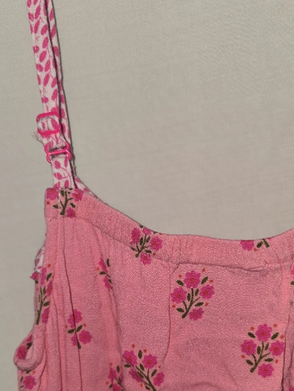 Boden Pink Floral Cami Romper with Contrast Trim